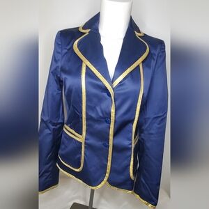 Love Moschino Size 6 - Navy Blazer With Gold Trim Luxury